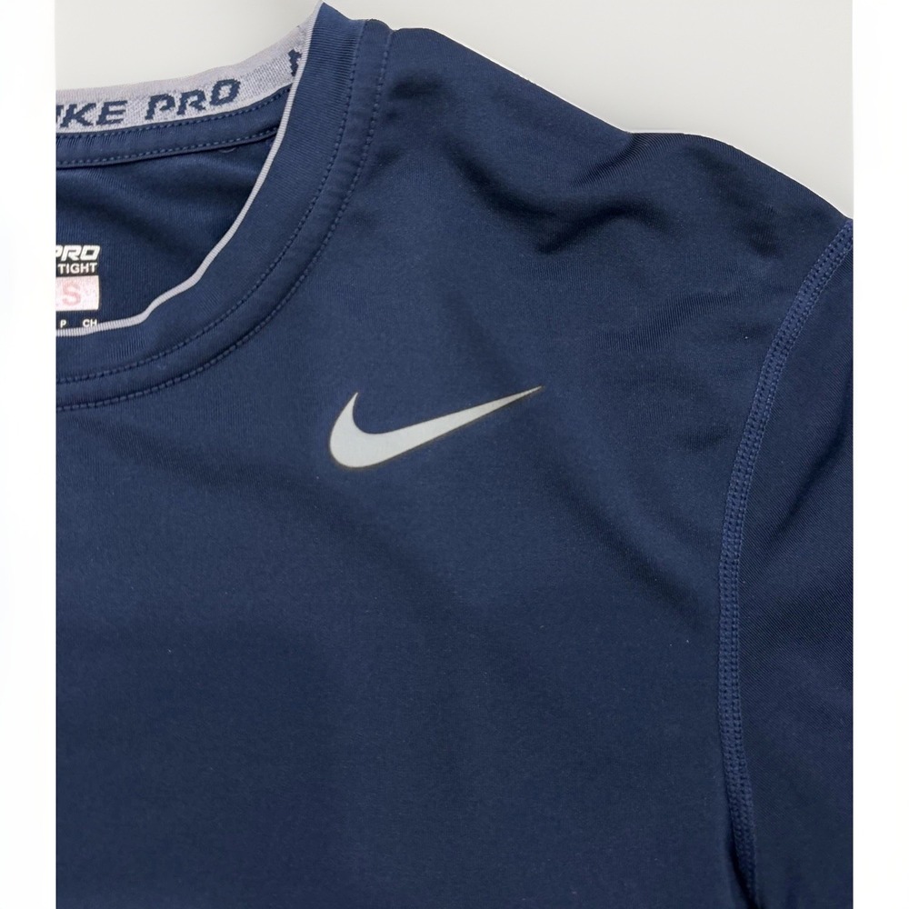 Nike Pro Tight Shirt Blue Compression Men S Athletic Base Layer Long Sleeve - Picture 3 of 8